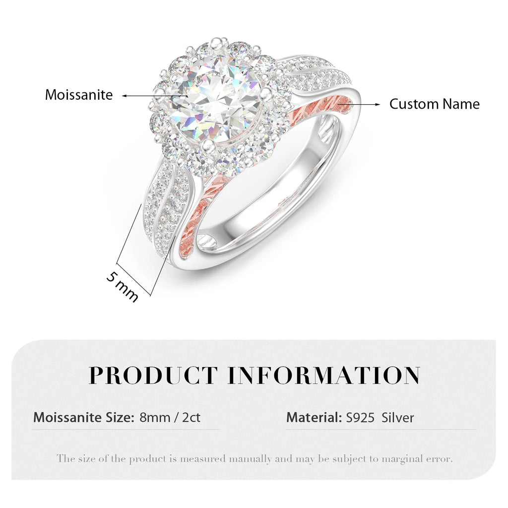 2 Carat Moissanite Ring With 2 Custom Names