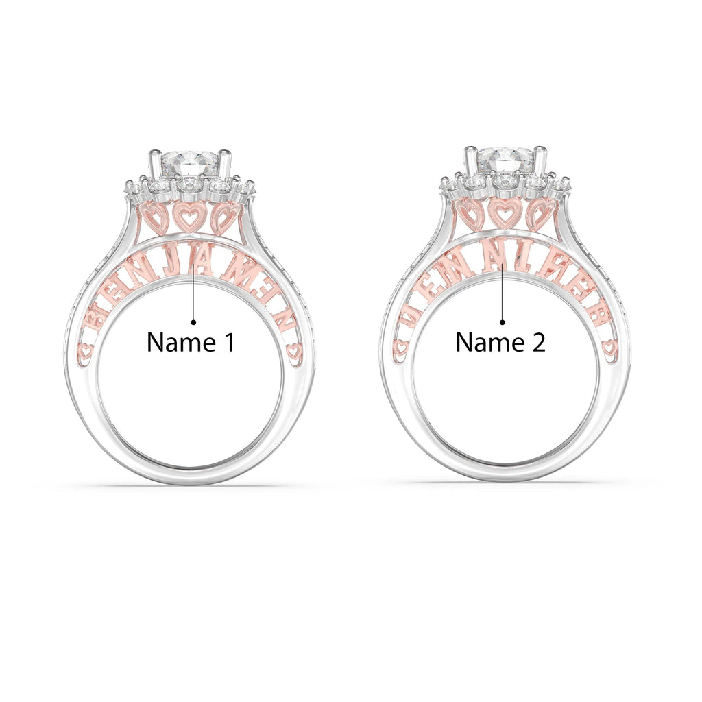 2 Carat Moissanite Ring With 2 Custom Names