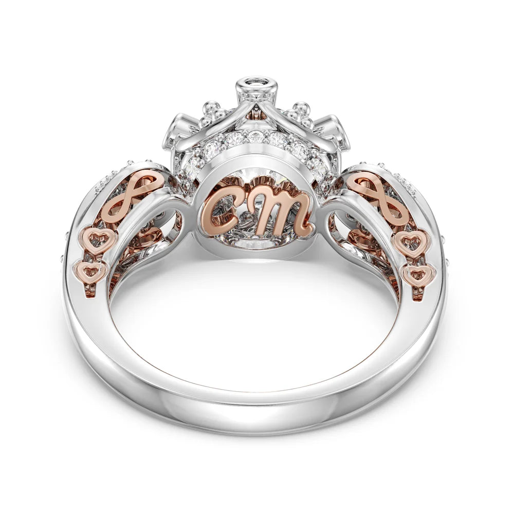 2 Carat Round Cut Moissanite Engagement Ring With 2 Custom Initials