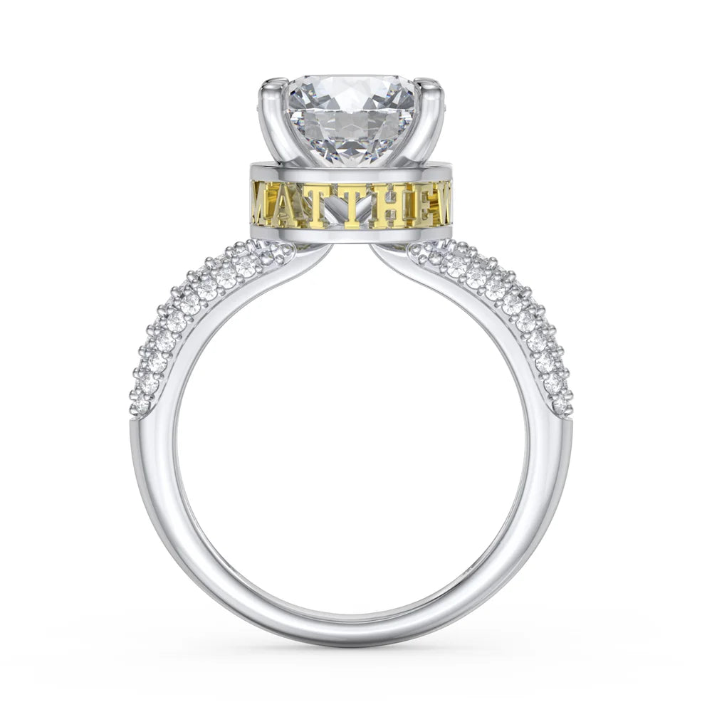 Engagement Ring - Moissanite Engagement Ring - 3.5 Carat Round Cut - Custom Name Ring