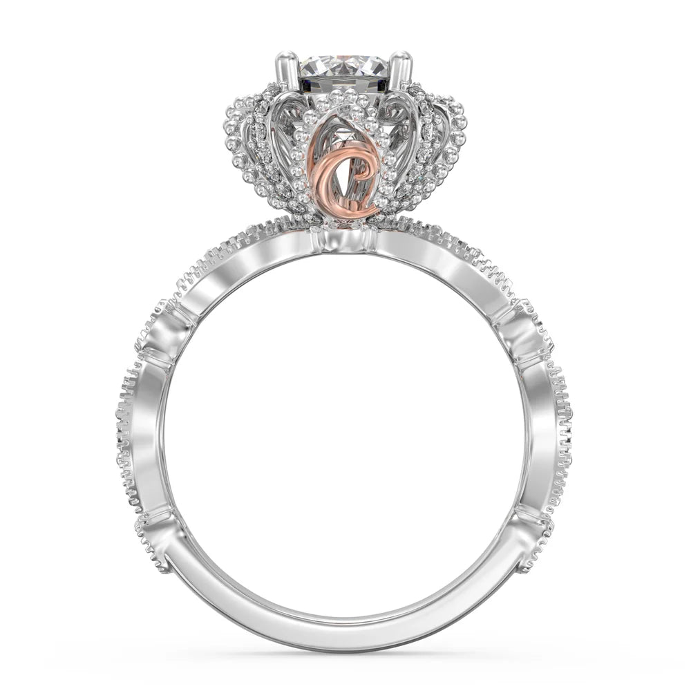 Engagement Ring - Moissanite Engagement Ring - 1 Carat Round Cut - Custom Initials Ring