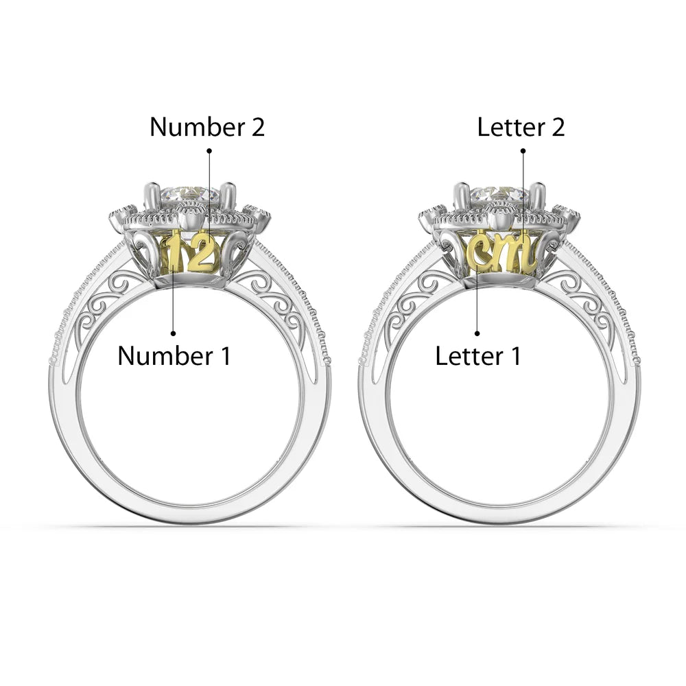 Moissanite Engagement Ring - 1.5 Carat Round Cut - Custom Initials Ring