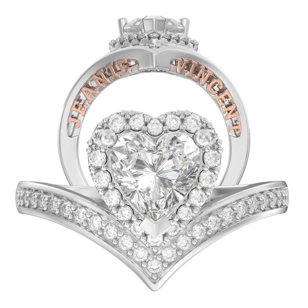 Heart Shaped 1.5 Carat Moissanite Engagement Ring With 2 Custom Names