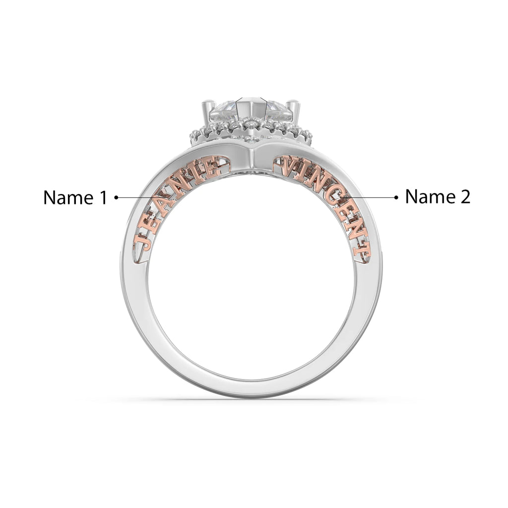 Heart Cut 1.5 Carat Moissanite Ring With 2 Custom Names