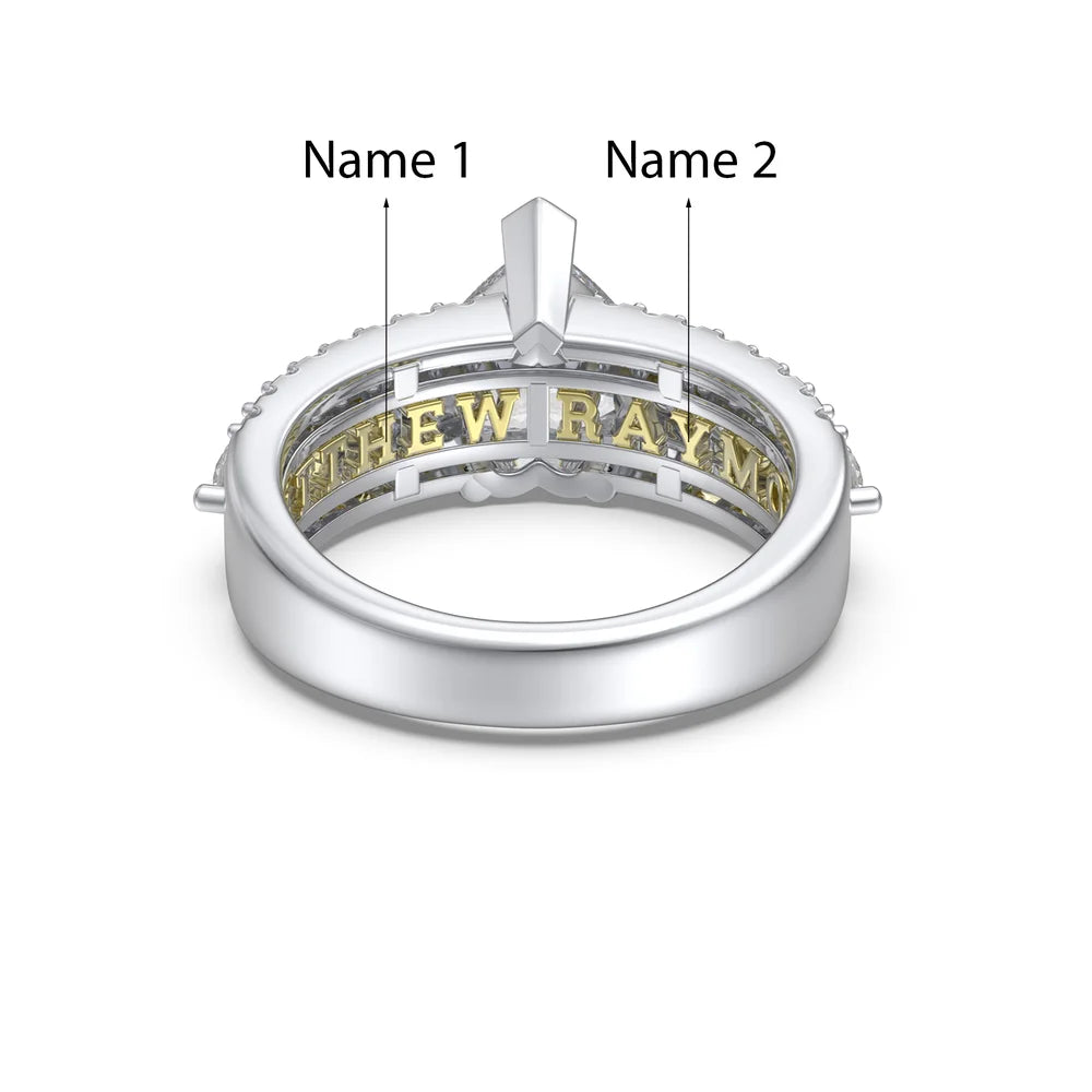 Heart Cut 2 Carat Moissanite Ring With 2 Custom Names