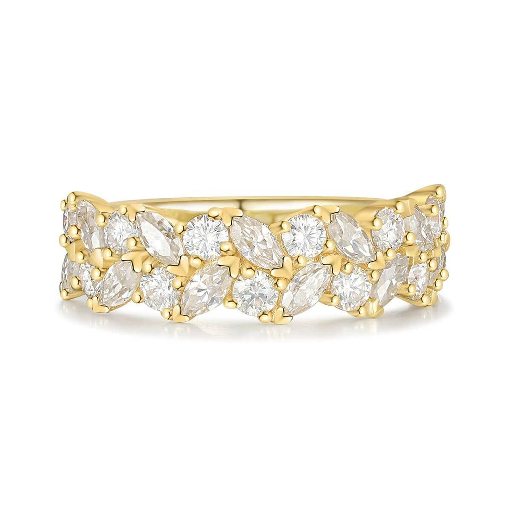 Marquise and Round Moissanite Eternity Ring 18K Solid Gold