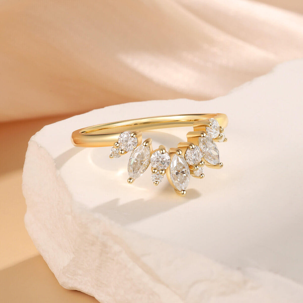 Marquise Cut Moissanite Ring 18K Yellow Gold