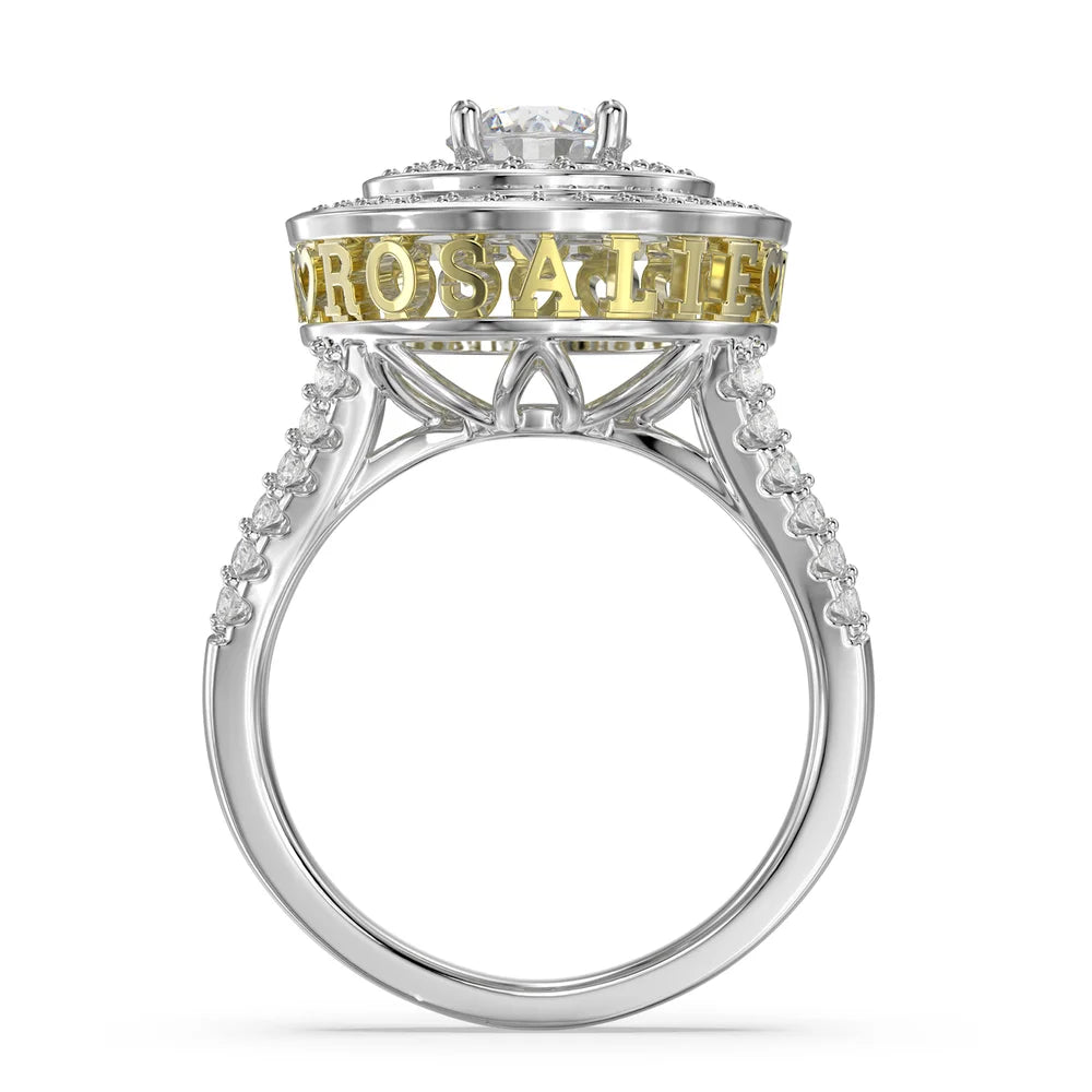 Moissanite Engagement Ring - Round Cut 1 Carat Custom Name Ring