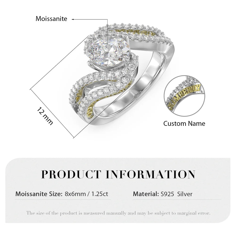 Moissanite Engagement Ring - Oval Cut 1.25 Carat - Custom Name Ring