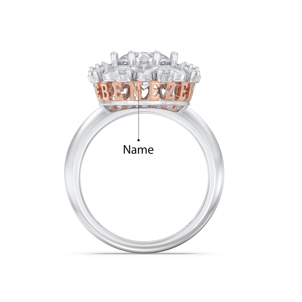 Moissanite Engagement Ring - Round Cut 2 Carat - Custom Rose Gold Name