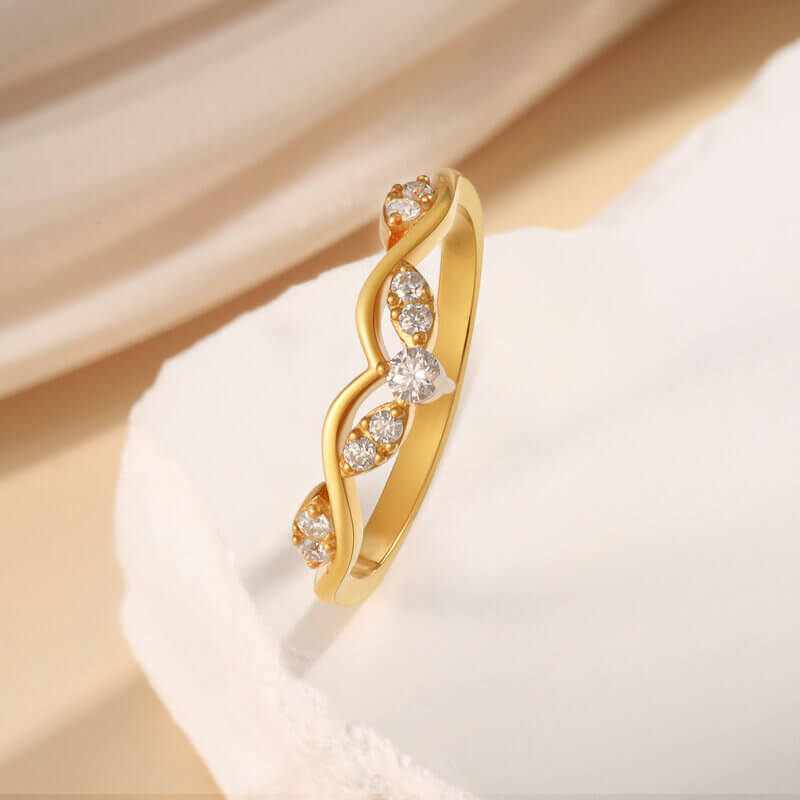 Moissanite Ring 18k Yellow Gold Sterling Silver