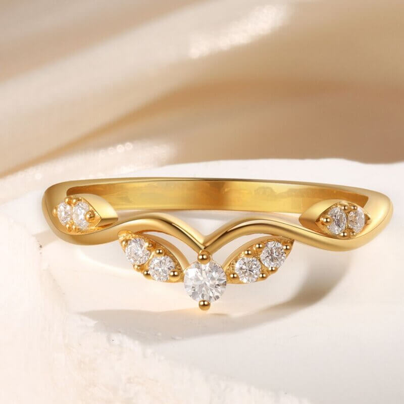Moissanite Ring 18k Yellow Gold Sterling Silver
