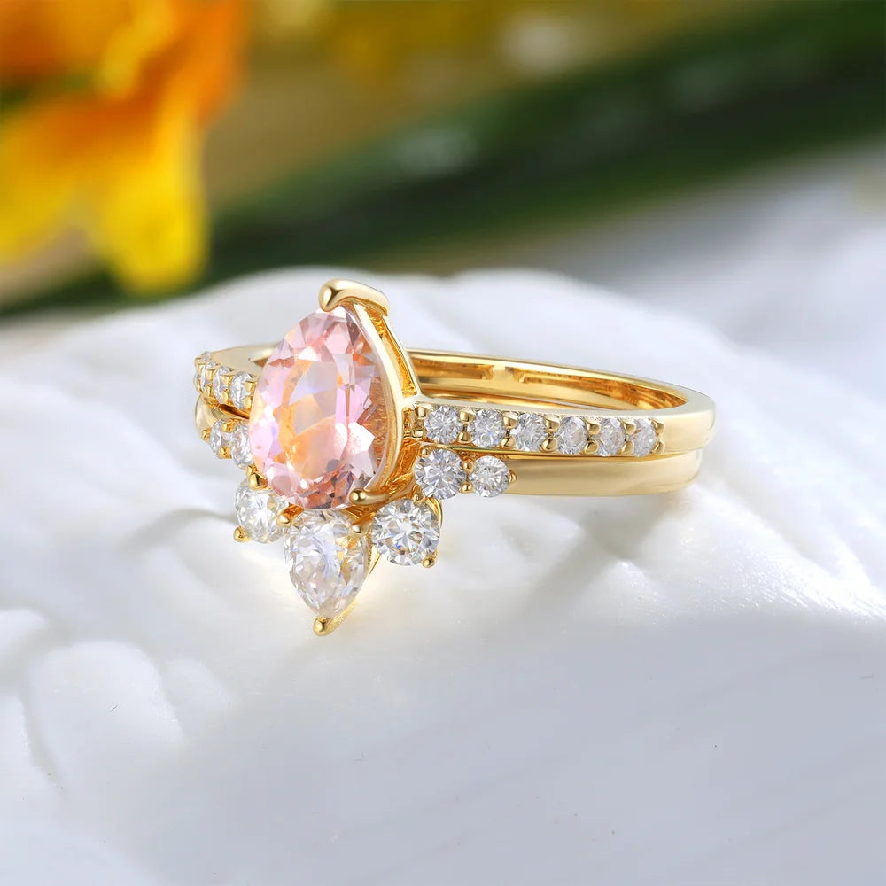 Morganite Engagement Ring Accented Diamonds 4.85 CTW 18K Gold VS (Pink/G-H/NA/VS1-VS2)  – Glitz Design