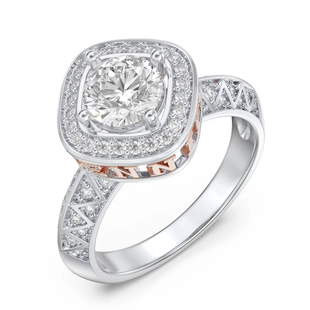 Round Moissanite Engagement Ring 2 Carat - Custom Rose Gold Name Ring