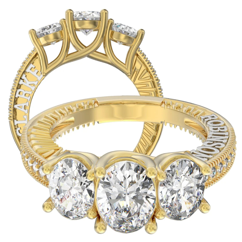 Oval Cut 1.25/0.75 Carat Moissanite Gold Engagement Ring Custom 2 Names