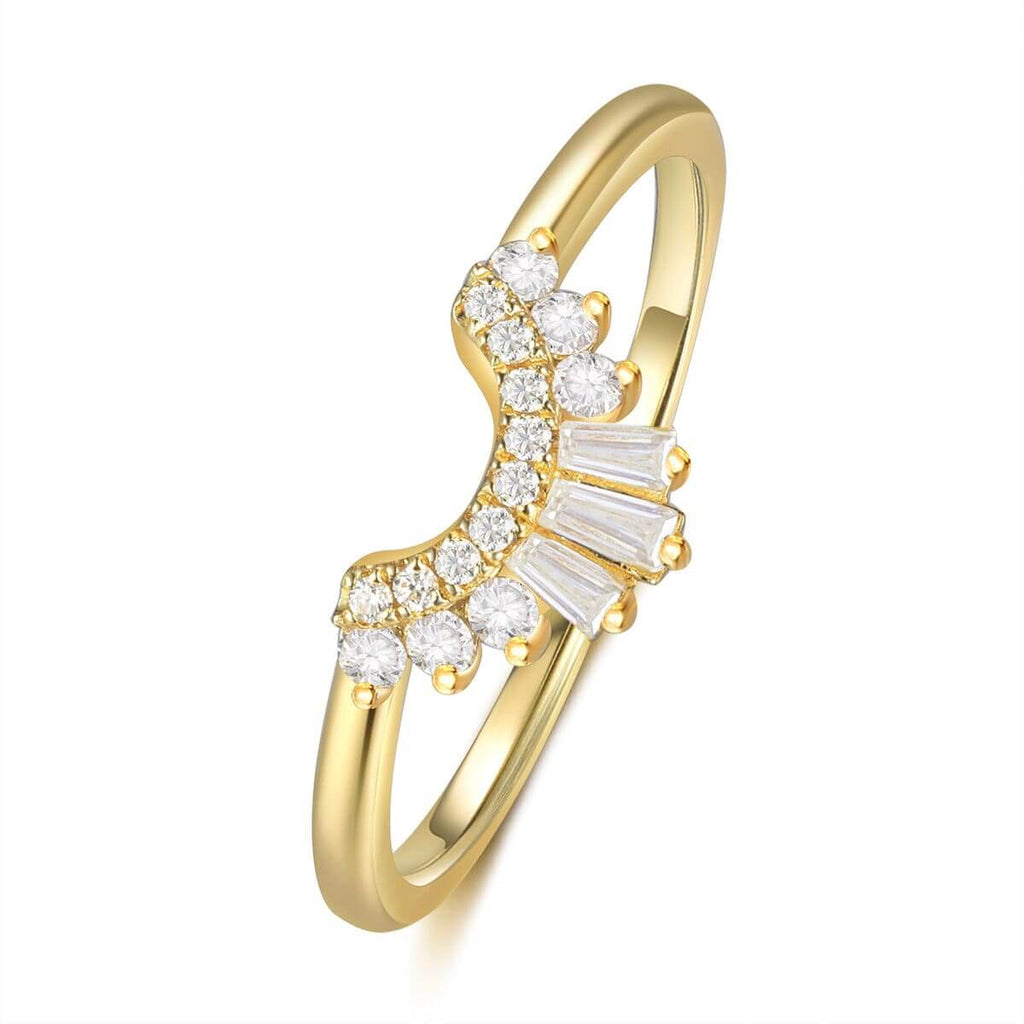 Vintage Style Moissanite Engagement Ring Set 14/18K Yellow Gold