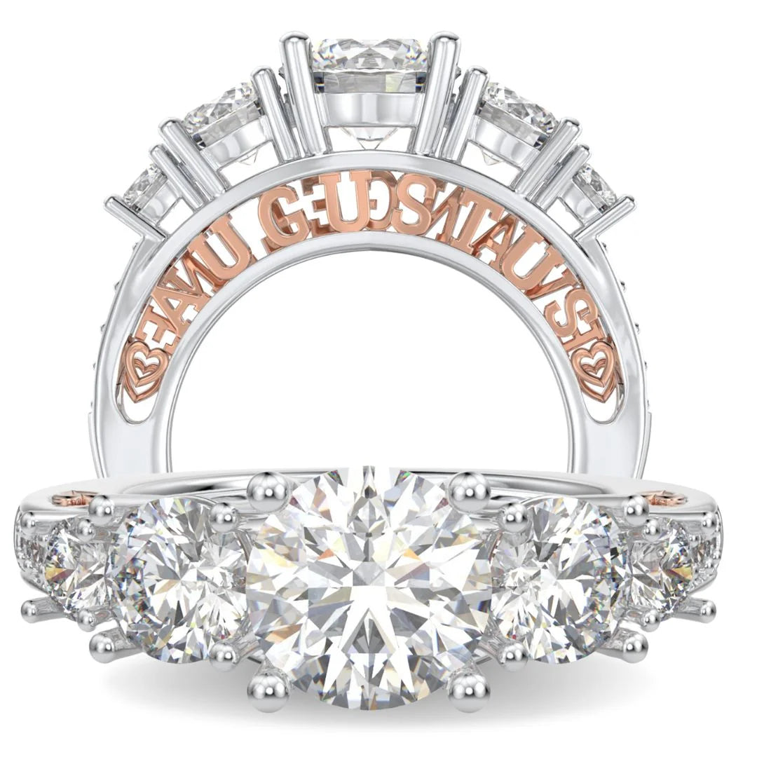 2 Carat Moissanite Engagement Ring With 2 Custom Names