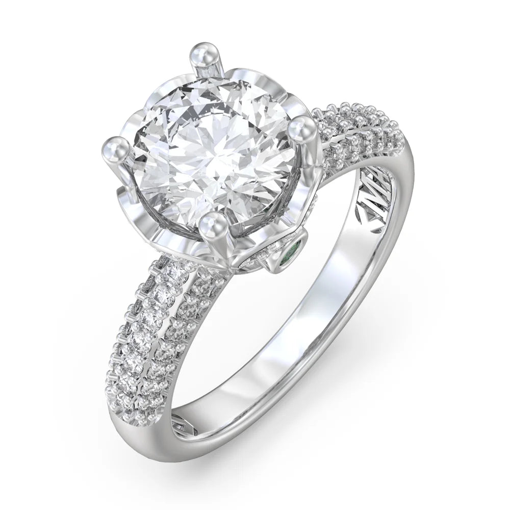 2 Carat Moissanite Ring With 2 Custom Names And Birthstones