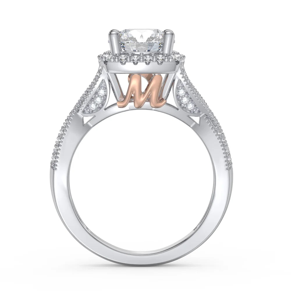 2 Carat Moissanite Ring With 2 Custom Initials