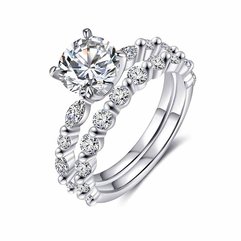 2 Carat Moissanite Ring Set - Moissanite Engagement Ring Set