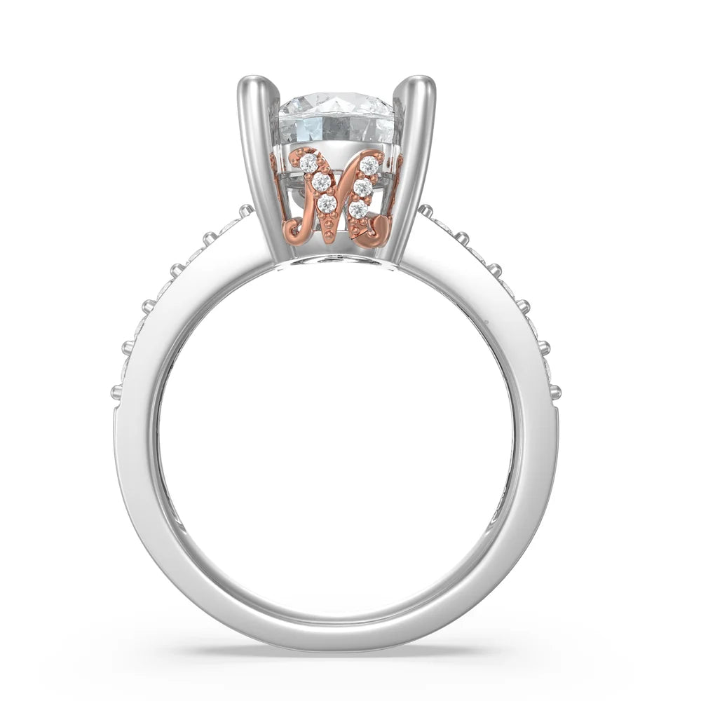 3 Carat Moissanite Ring Set With Custom Initials And Number