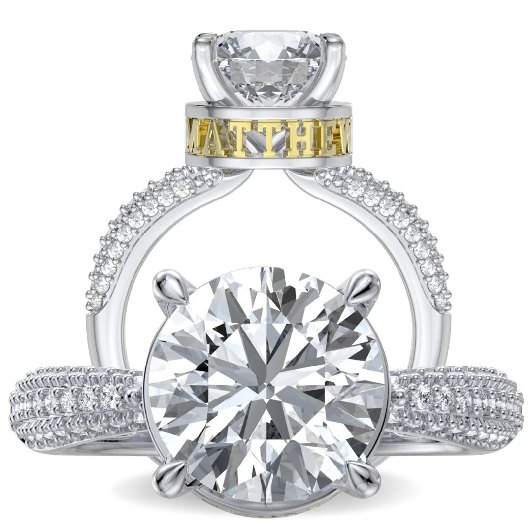 Engagement Ring - Moissanite Engagement Ring - 3.5 Carat Round Cut - Custom Name Ring
