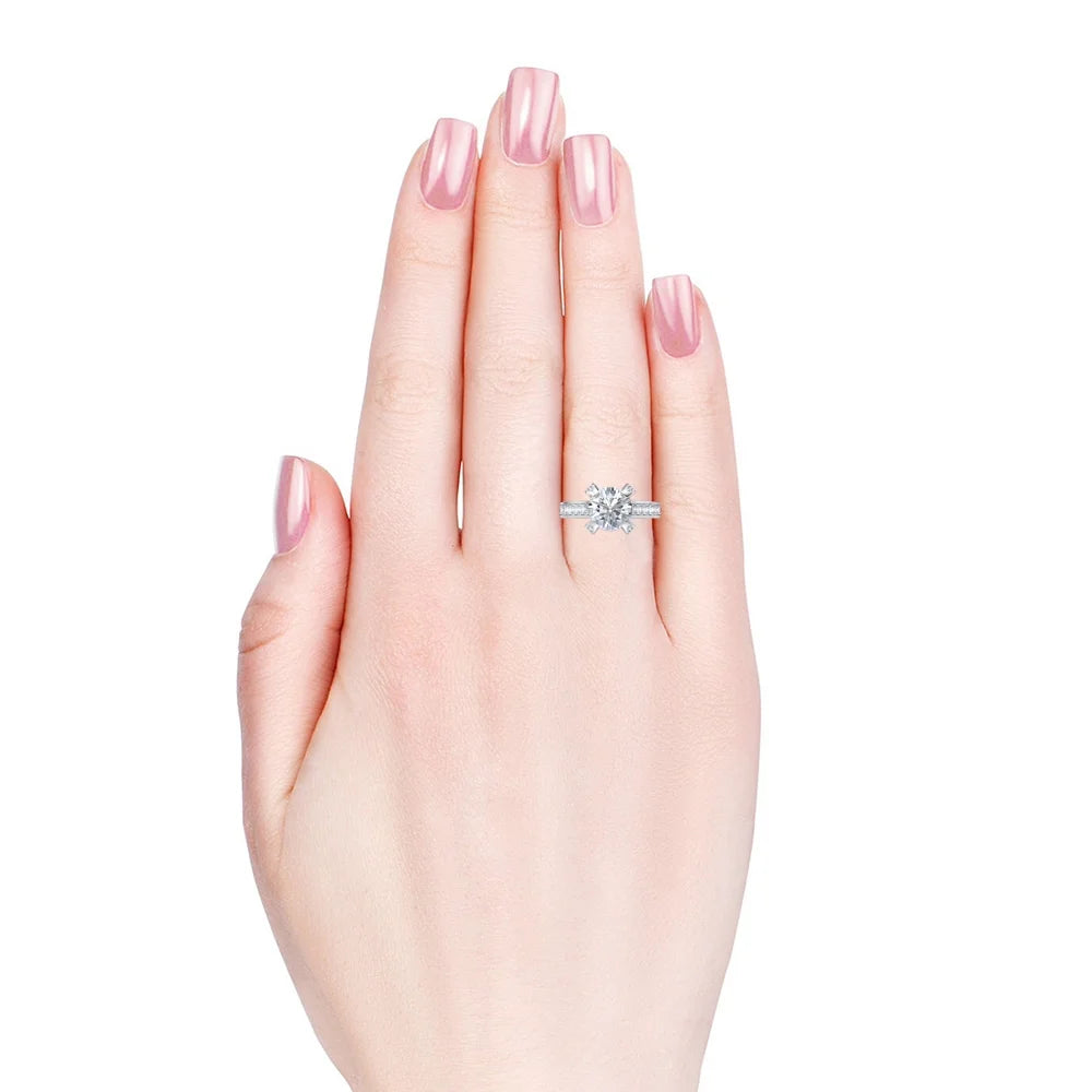 3.5 Carat Moissanite Engagement Ring With 2 Custom Names And Initials