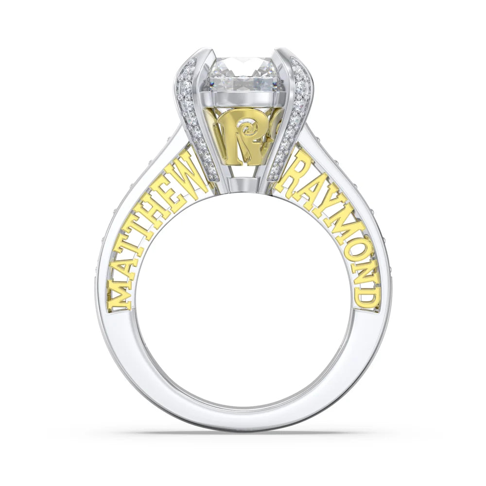 3.5 Carat Moissanite Ring With 2 Custom Names And Initials